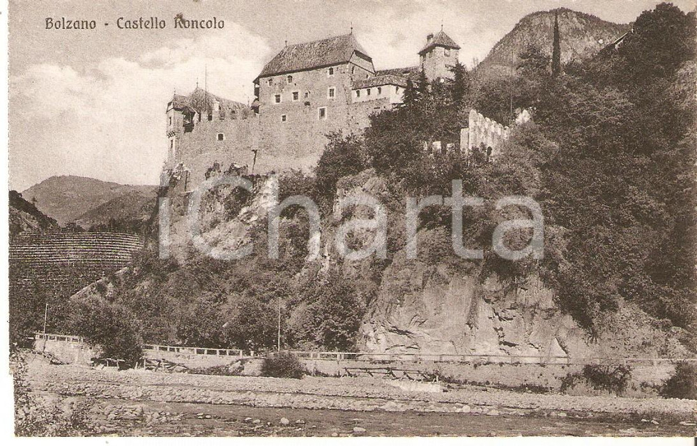 Cartolina originale da collezione 1925 ca BOLZANO Panorama con Castello RONCOLO Cartolina FP NV 1