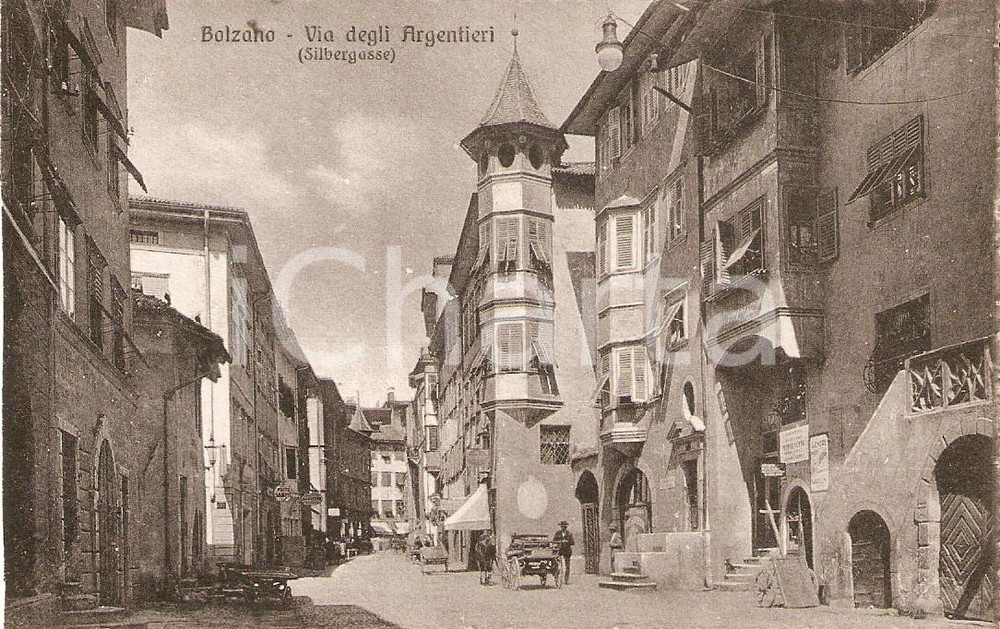 Cartolina originale da collezione 1925 ca BOLZANO Via degli Argentieri  Silbergasse Cartolina FP NV 1