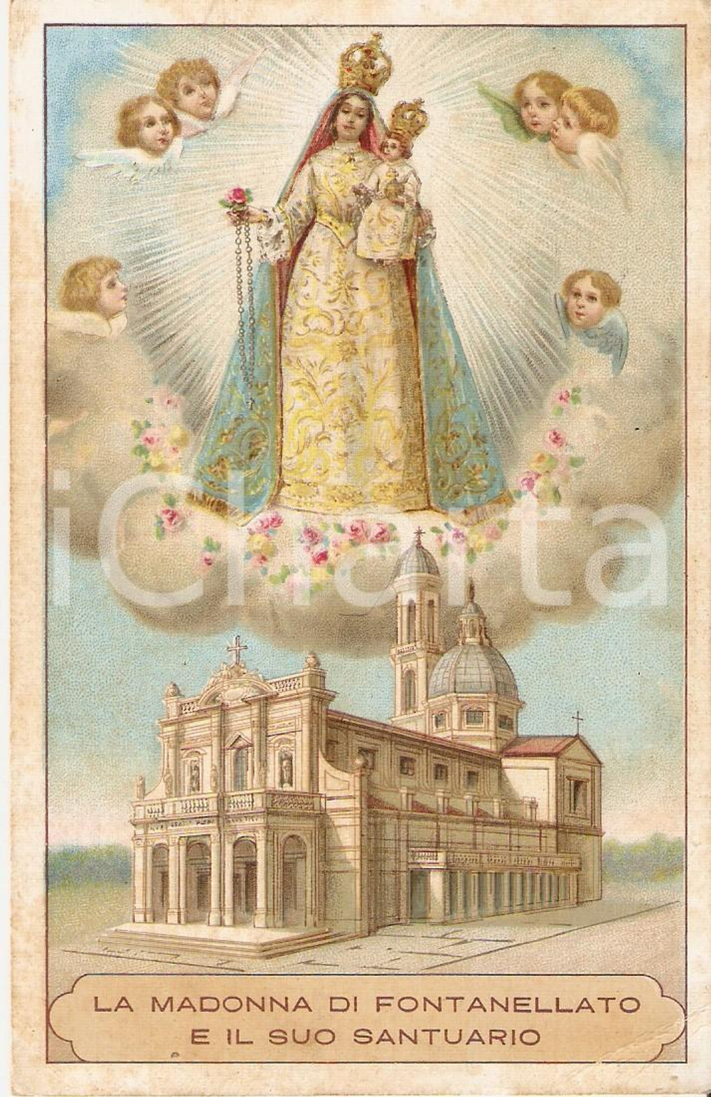 Cartolina originale da collezione 1925 Madonna di FONTANELLATO e il suo Santuario Cartolina ILLUSTRATA FP VG 1