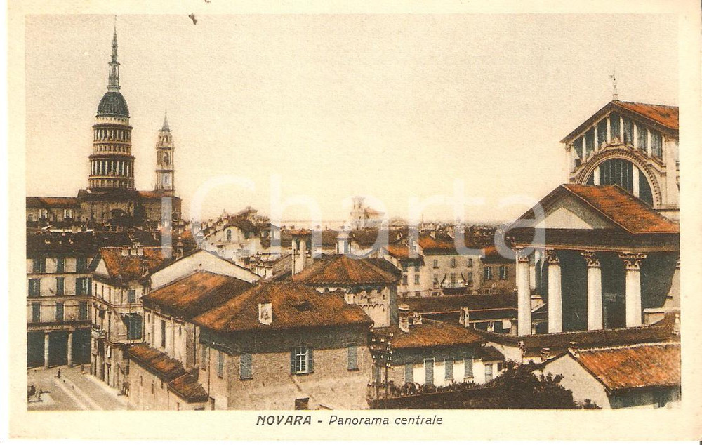 Cartolina originale da collezione 1950 ca NOVARA Panorama centrale Cartolina FP NV 1