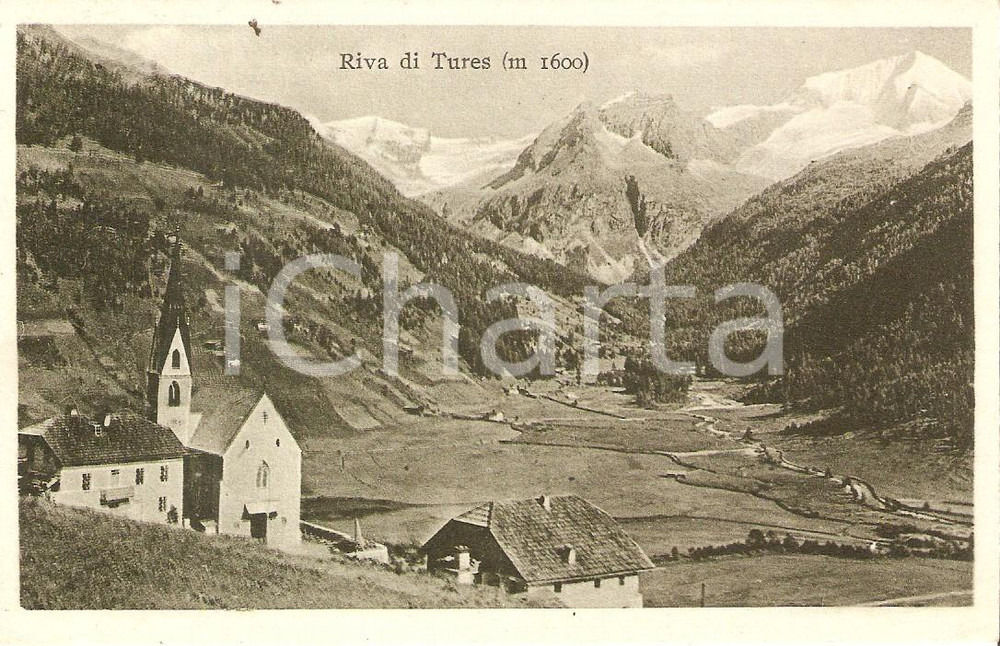 Cartolina originale da collezione 1948 RIVA DI TURES BZ Panorama con chiesetta Cartolina FP VG 1