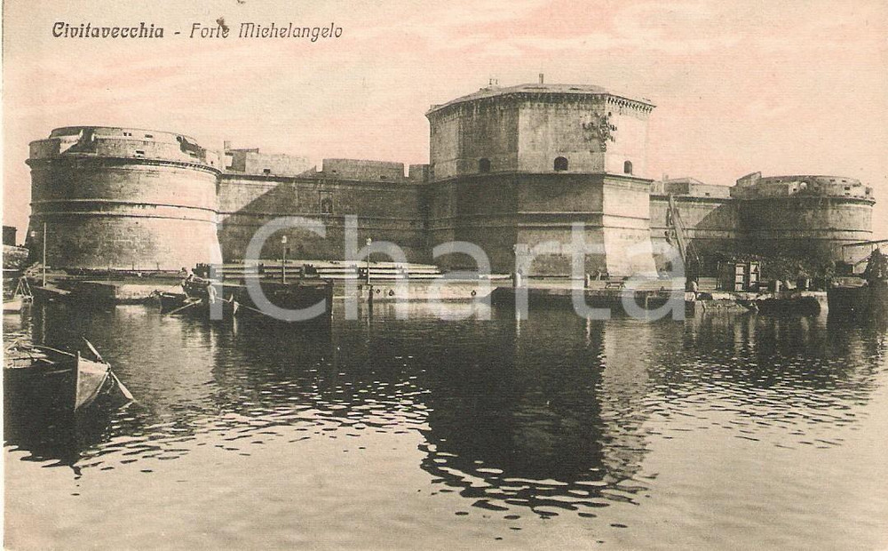 Cartolina originale da collezione 1935 ca CIVITAVECCHIA RM Panorama con FORTE MICHELANGELO Cartolina FP NV 1