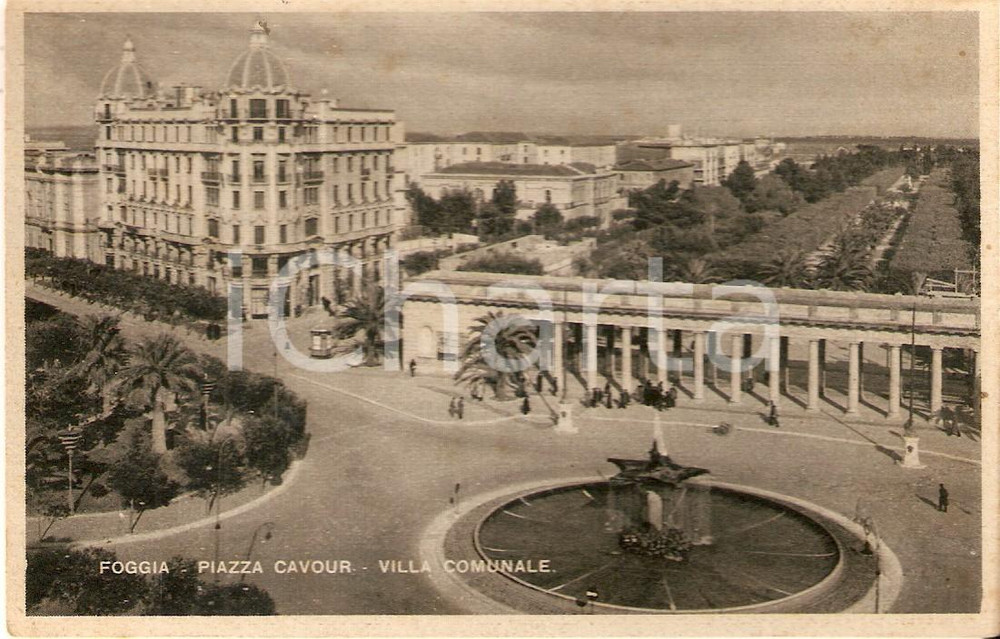 Cartolina originale da collezione 1950 ca FOGGIA Piazza Cavour e Villa Comunale Cartolina FP NV 1