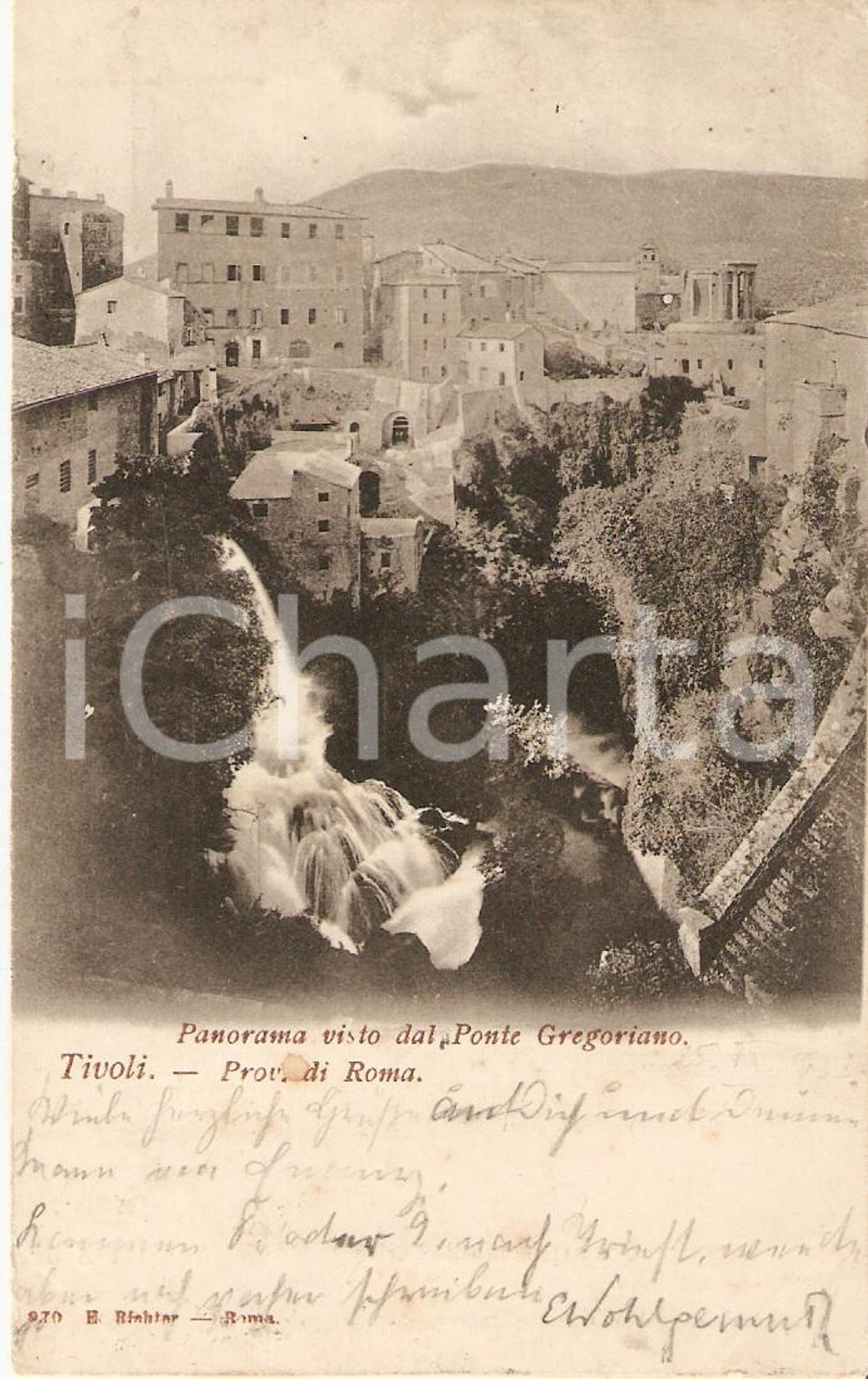 1903 TIVOLI (RM) Panorama dal Ponte Gregoriano *Cartolina FP VG