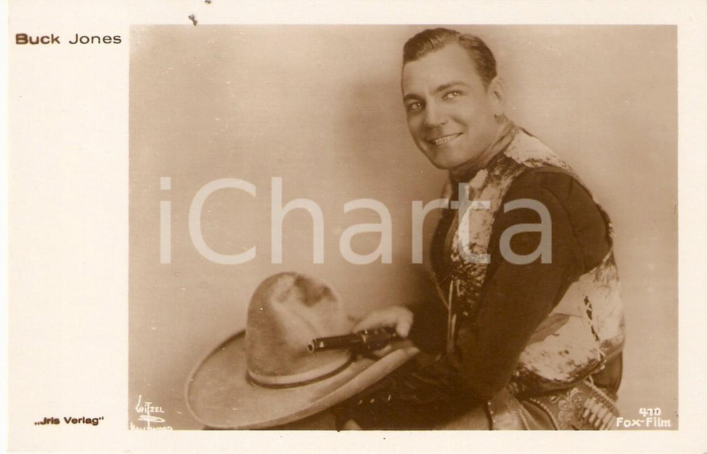 Cartolina originale da collezione 1920 ca CINEMA Attore Buck JONES in costume da cowboy Cartolina FP NV 1