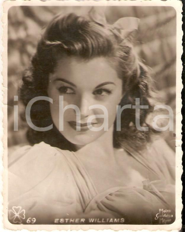 Fotografia d epoca originale 1950 ca CINEMA Esther WILLIAMS Ritratto con fiocco nei capelli Foto seriale 1