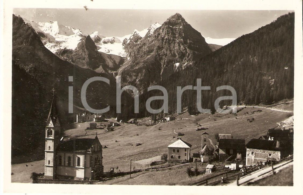 Cartolina originale da collezione 1957 TRAFOI BZ Panorama con chiesetta e strada dello STELVIO Cartolina FP VG 1