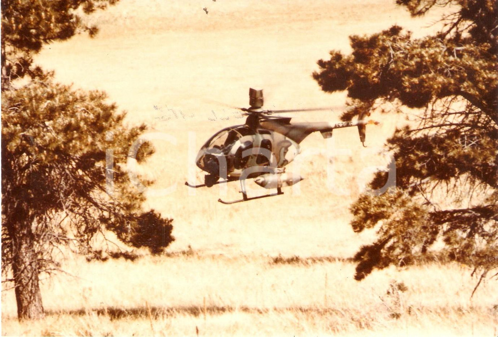 Fotografia d epoca originale 1985 ca ARMEE BELGE  TMP su elicottero HUGHES Foto 17x12 1
