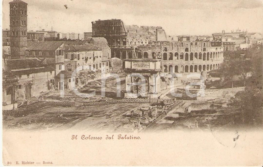 Cartolina originale da collezione 1901 ROMA Il Colosseo visto dal PALATINO Cartolina FP VG 1