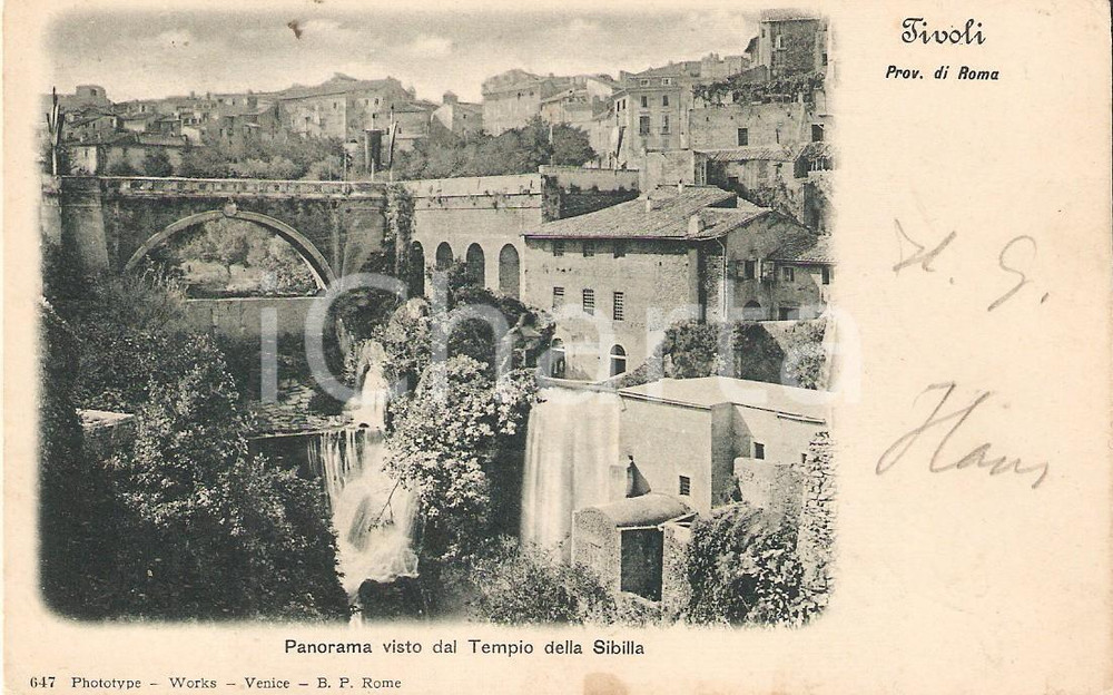 Cartolina originale da collezione 1903 TIVOLI RM Panorama dal Tempio della SIBILLA Cartolina FP VG 1