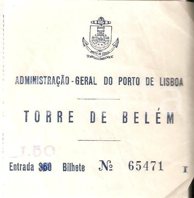 Oggetto da collezione cartaceo 1970 ca LISBOA Torre de BELEM Biglietto di ingresso 8x8 cm 1