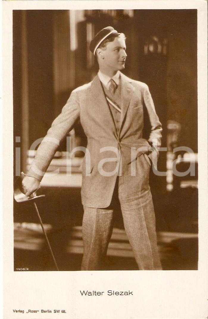 Cartolina originale da collezione 1935 ca CINEMA Attore Walter SLEZAK impugna spada Cartolina FP NV 1