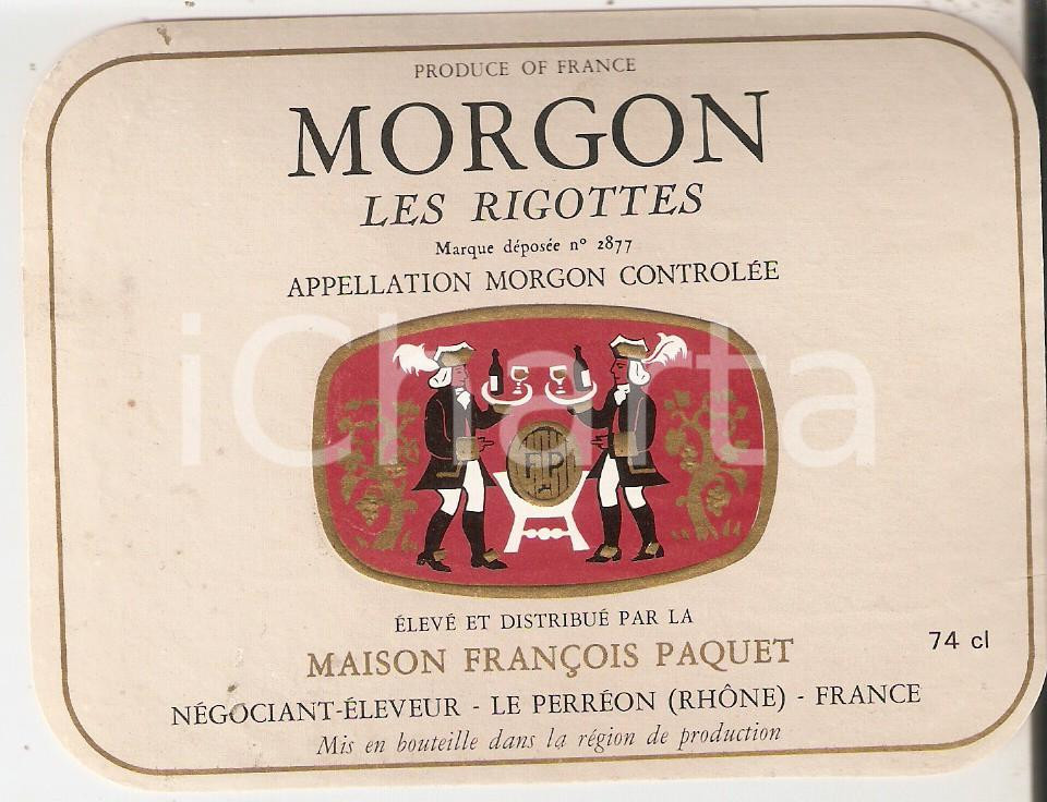 Materiale pubblicitario d’epoca 1975 ca LE PERREON Maison FranÃ§ois PAQUET Morgon le s rigottes Etichetta vino 1