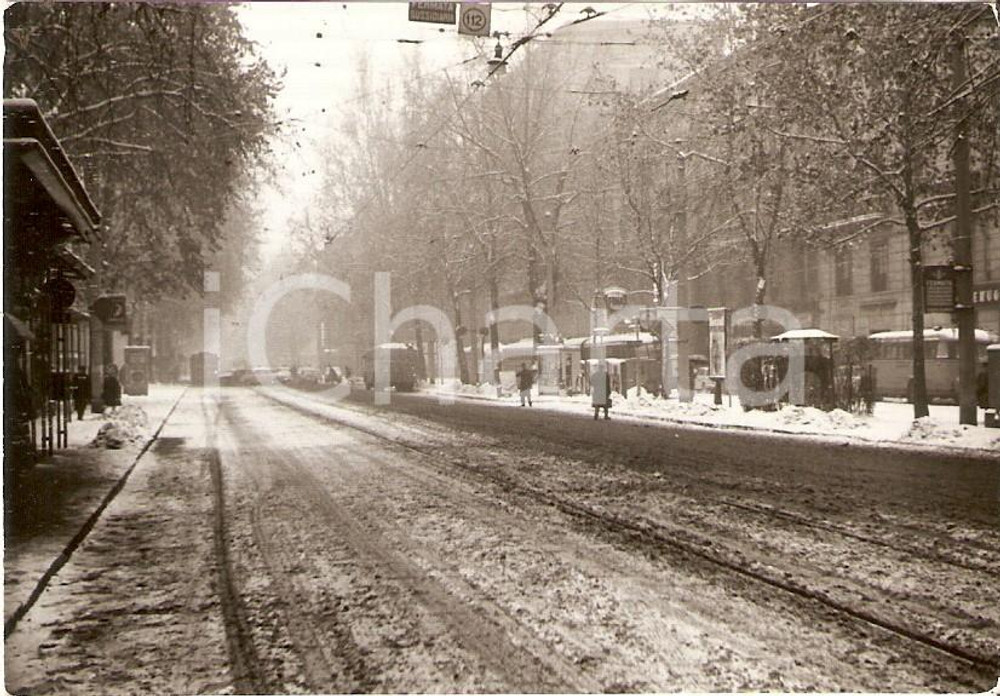 1964 MILANO Corso Lodi sotto la neve *Foto 10x7cm