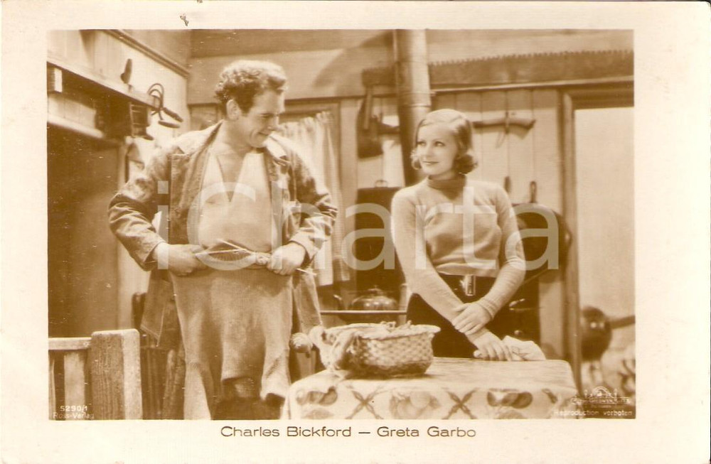 Cartolina originale da collezione 1925 ca CINEMA Charles BICKFORD Greta GARBO in una scena del film Cartolina FP 1