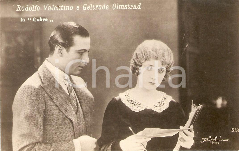 Cartolina originale da collezione 1925 COBRA Rodolfo VALENTINO e Gertrude OLMSTEAD Cartolina FP NV 1