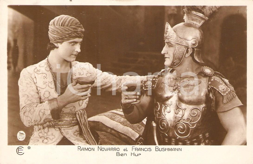 Cartolina originale da collezione 1926 BEN HUR Ramon NOVARRO e Francis BUSHMANN bevono vino Cartolina FP NV 1