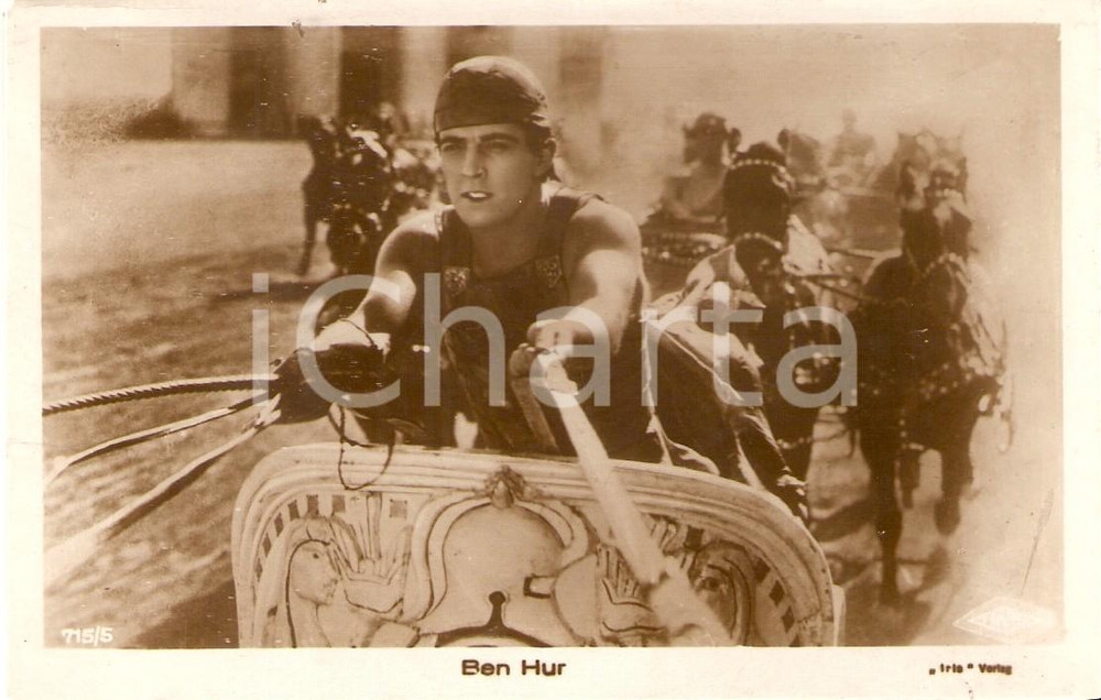 Cartolina originale da collezione 1926 BEN HUR Ramon NOVARRO alla guida di una biga Cartolina FP NV 1
