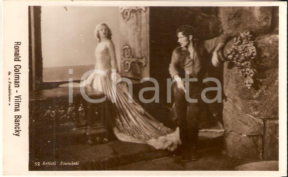 Cartolina originale da collezione 1925 ca FEUDALISMO Ronald COLMAN Vilma BANKY in una scena del film Cartolina FP 1