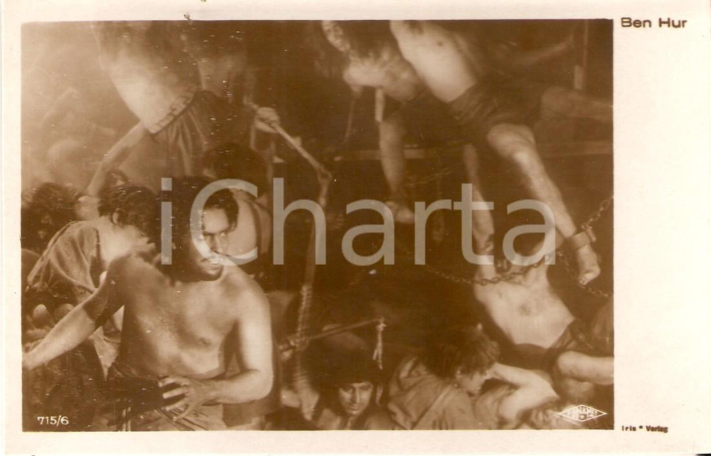 Cartolina originale da collezione 1926 BEN HUR Ramon NOVARRO tra gli schiavi incatenati Cartolina FP NV 1