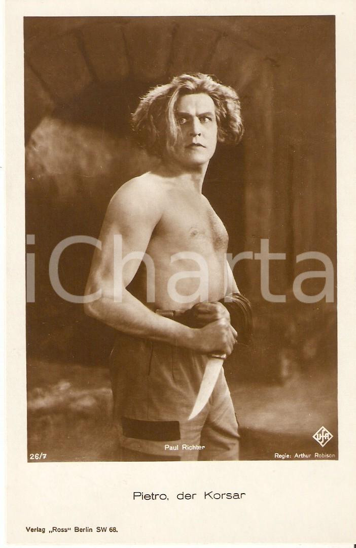 Cartolina originale da collezione 1925 PIETRO DER KORSAR Paul RICHTER a petto nudo con pugnale Cartolina FP NV 1