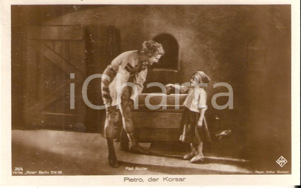 Cartolina originale da collezione 1925 PIETRO DER KORSAR Paul RICHTER sorride a una bambina Cartolina FP NV 1