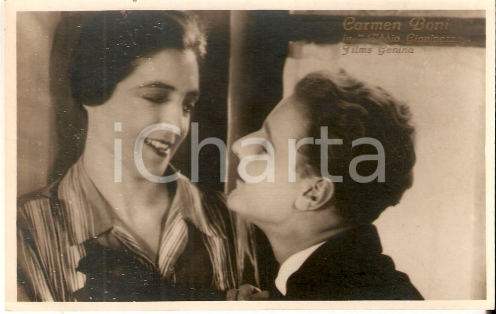 Cartolina originale da collezione 1927 ADDIO GIOVINEZZA Carmen BONI corteggiata da un giovane Cartolina FP NV 1