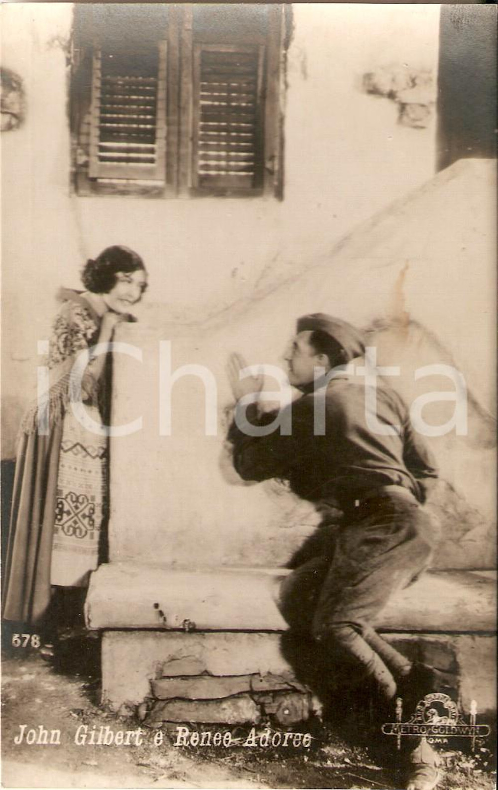 1925 ca CINEMA John GILBERT Renée ADOREE scherzi tra innamorati *Cartolina FP NV