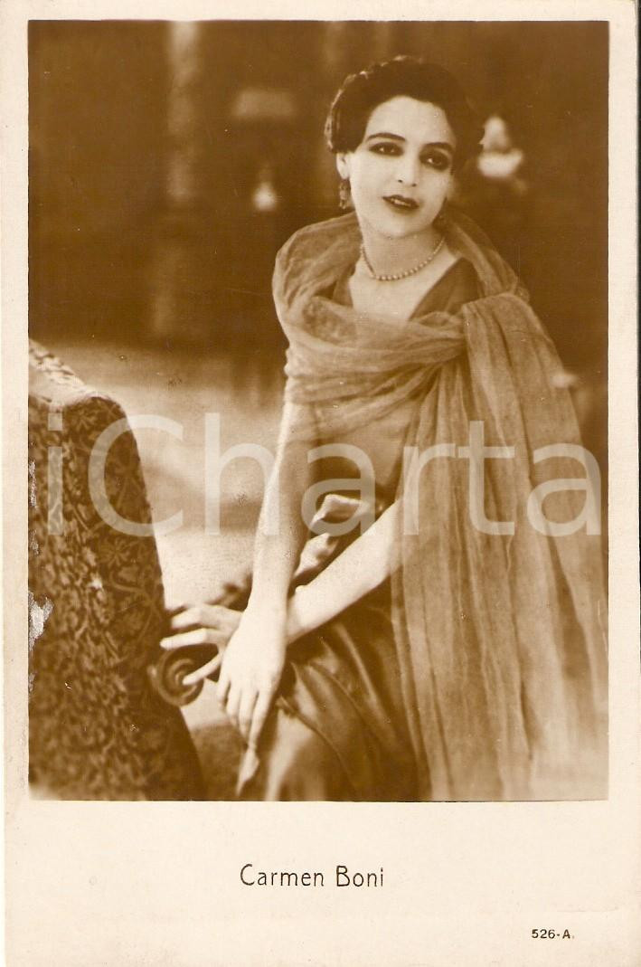 Cartolina originale da collezione 1920 ca CINEMA Attrice Carmen BONI Ritratto Cartolina FP 1