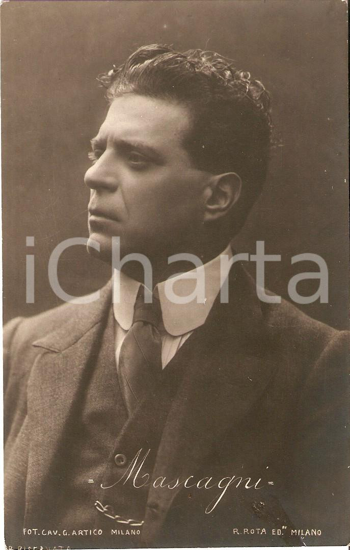 Cartolina originale da collezione 1910 ca LIRICA Ritratto di Pietro MASCAGNI Compositore Cartolina ed. ROTA 2 1