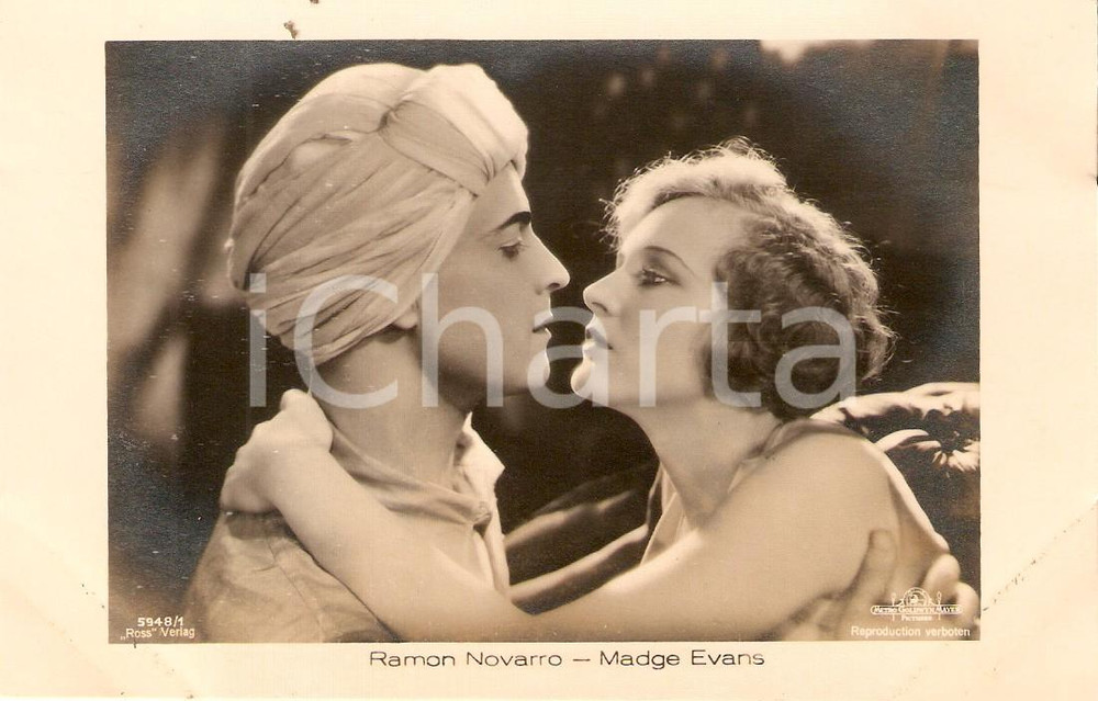 Cartolina originale da collezione 1925 ca CINEMA Effusioni tra Ramon NOVARRO e Madge EVANS Cartolina FP NV 1