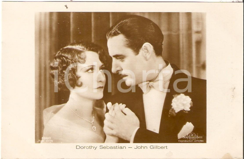 Cartolina originale da collezione 1925 ca CINEMA Sguardo d intesa tra Dorothy SEBASTIAN e John GILBERT Cartolina 1