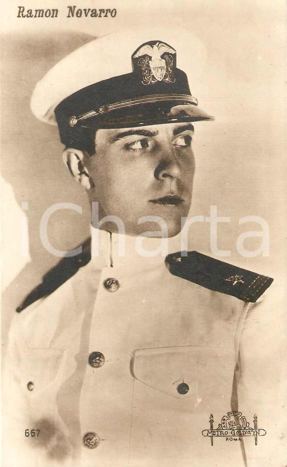 Cartolina originale da collezione 1925 THE MIDSHIPMAN Ramon NOVARRO in divisa militare Cartolina FP NV 1