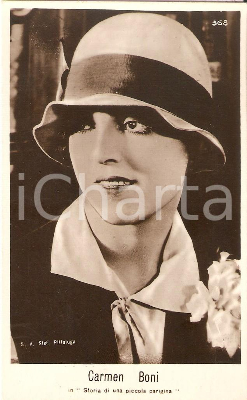 Cartolina originale da collezione 1928 STORIA DI UNA PICCOLA PARIGINA Carmen BONI Attrice Cartolina FP NV 1