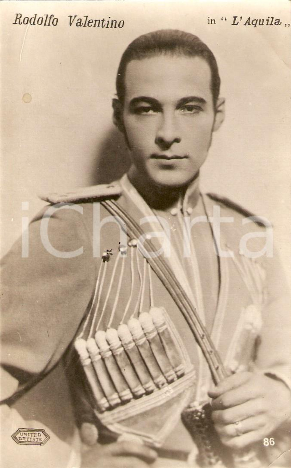 Cartolina originale da collezione 1925 L AQUILA Rodolfo VALENTINO in divisa militare Cartolina FP NV 1