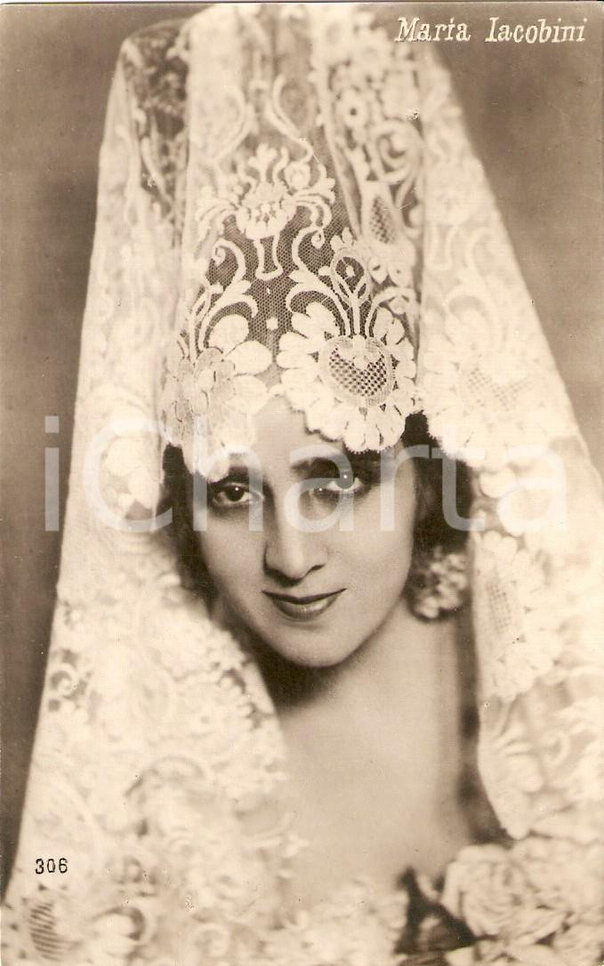 Cartolina originale da collezione 1925 ca CINEMA Maria JACOBINI indossa abito nuziale Cartolina FP NV 1