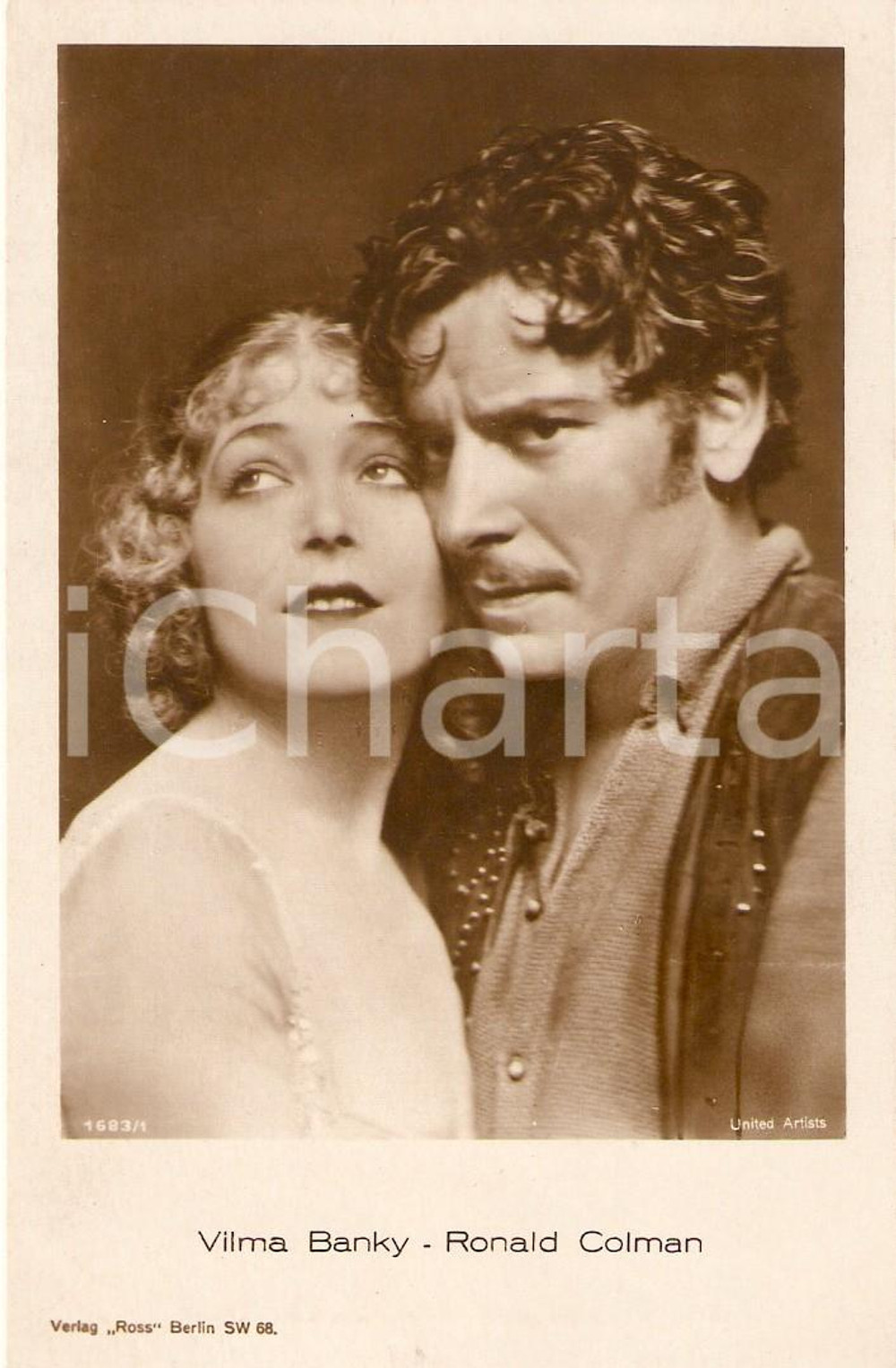 Cartolina originale da collezione 1925 ca CINEMA Vilma BANKY Ronald COLMAN Portrait UNITED ARTIST Cartolina 2 1