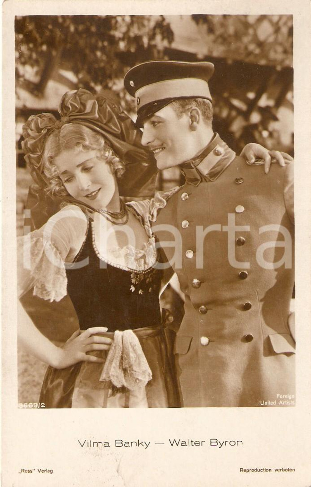 Cartolina originale da collezione 1928 THE AWAKENING Vilma BANKY Walter BYRON in una scena del film Cartolina FP 1