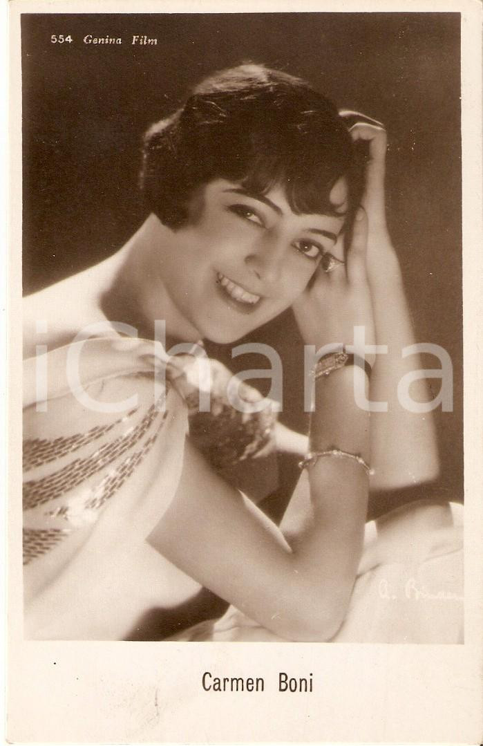 Cartolina originale da collezione 1925 ca CINEMA Attrice Carmen BONI Ritratto con bracciali Cartolina FP NV 1