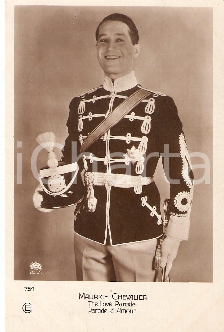 Cartolina originale da collezione 1929 THE LOVE PARADE Maurice CHEVALIER in abiti militari Cartolina FP NV 1