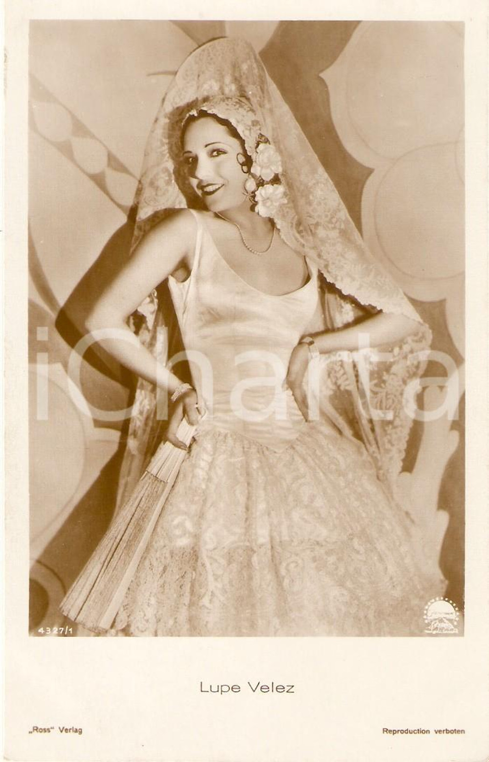 Cartolina originale da collezione 1925 ca CINEMA Attrice Lupe VELEZ in costume tipico spagnolo Cartolina FP NV 1
