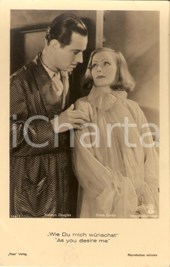 Cartolina originale da collezione 1932 AS YOU DESIRE ME Melwyn DOUGLAS e Greta GARBO in vestaglia Cartolina FP NV 1