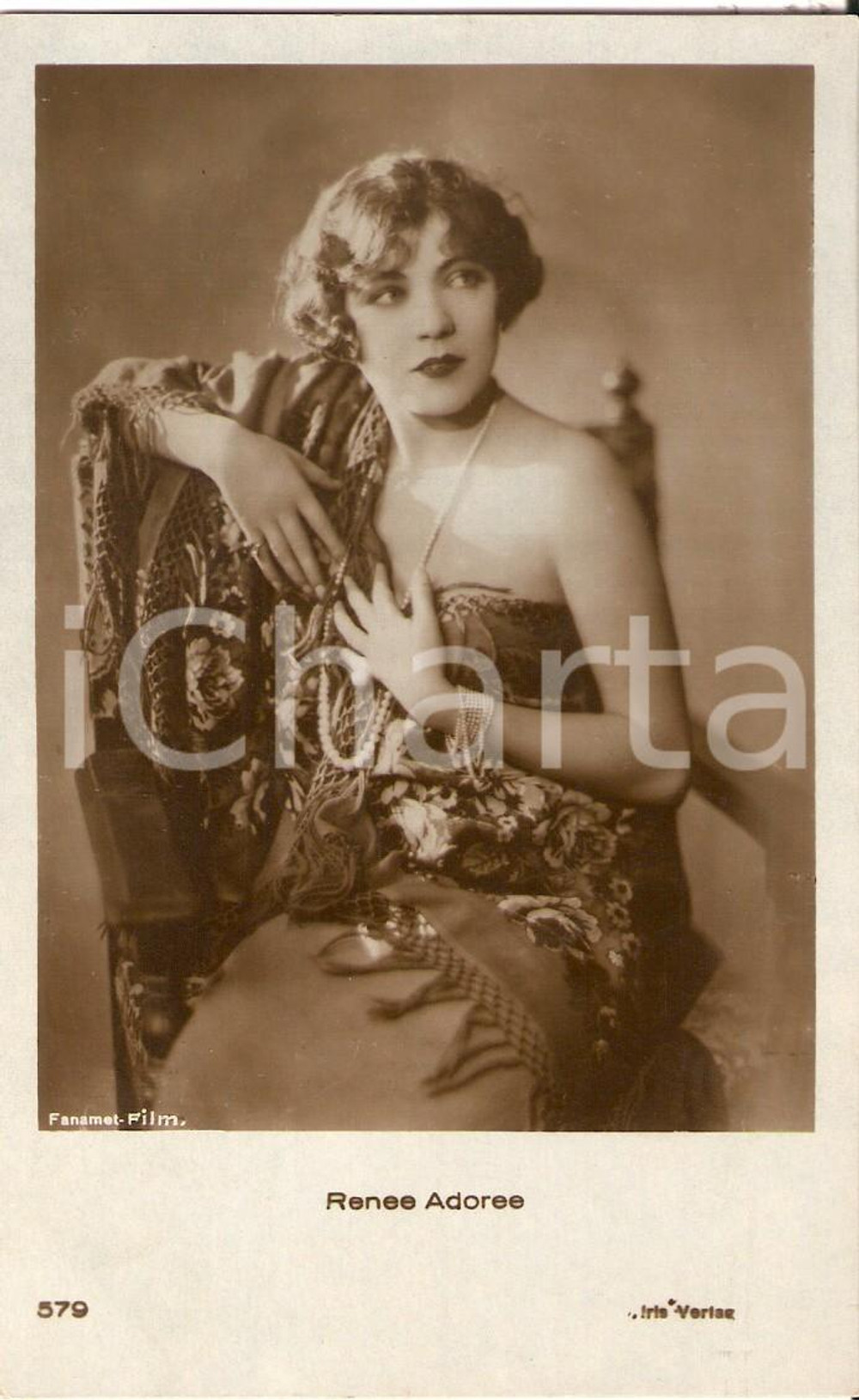 Cartolina originale da collezione 1935 ca CINEMA Attrice RenÃ©e ADOREE con collana di perle Cartolina FP NV 1