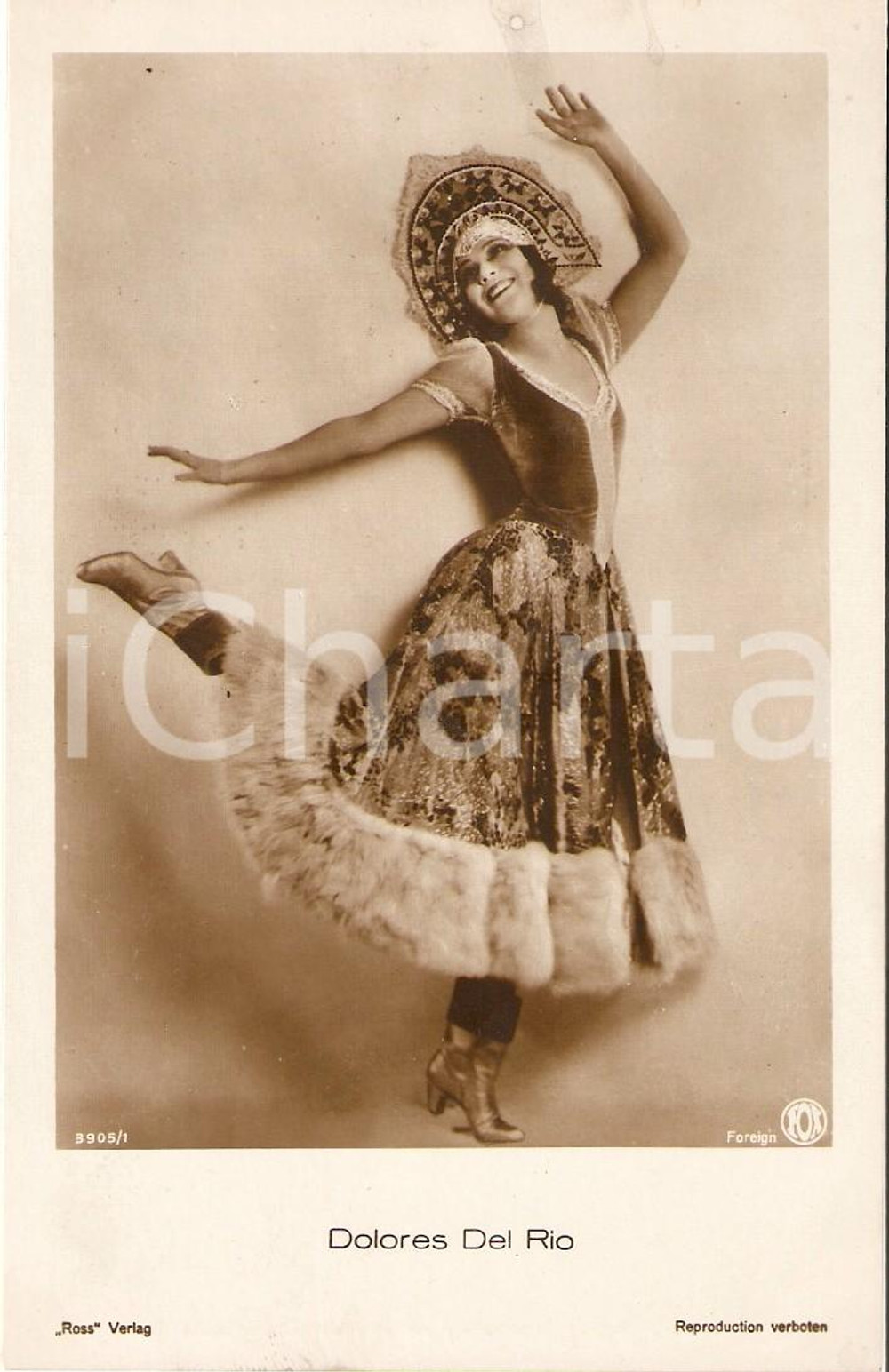 Cartolina originale da collezione 1925 ca CINEMA Dolores DEL RIO durante una scena di ballo Cartolina FP NV 1