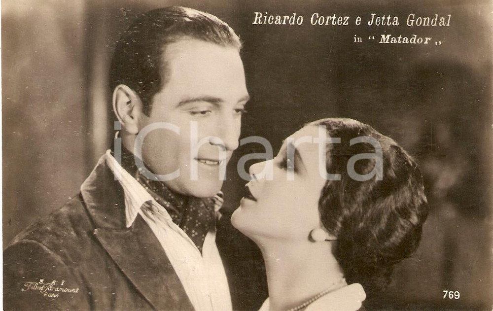 Cartolina originale da collezione 1925 MATADOR Ricardo CORTEZ e Jetta GONDAL in una scena del film Cartolina FP NV 1