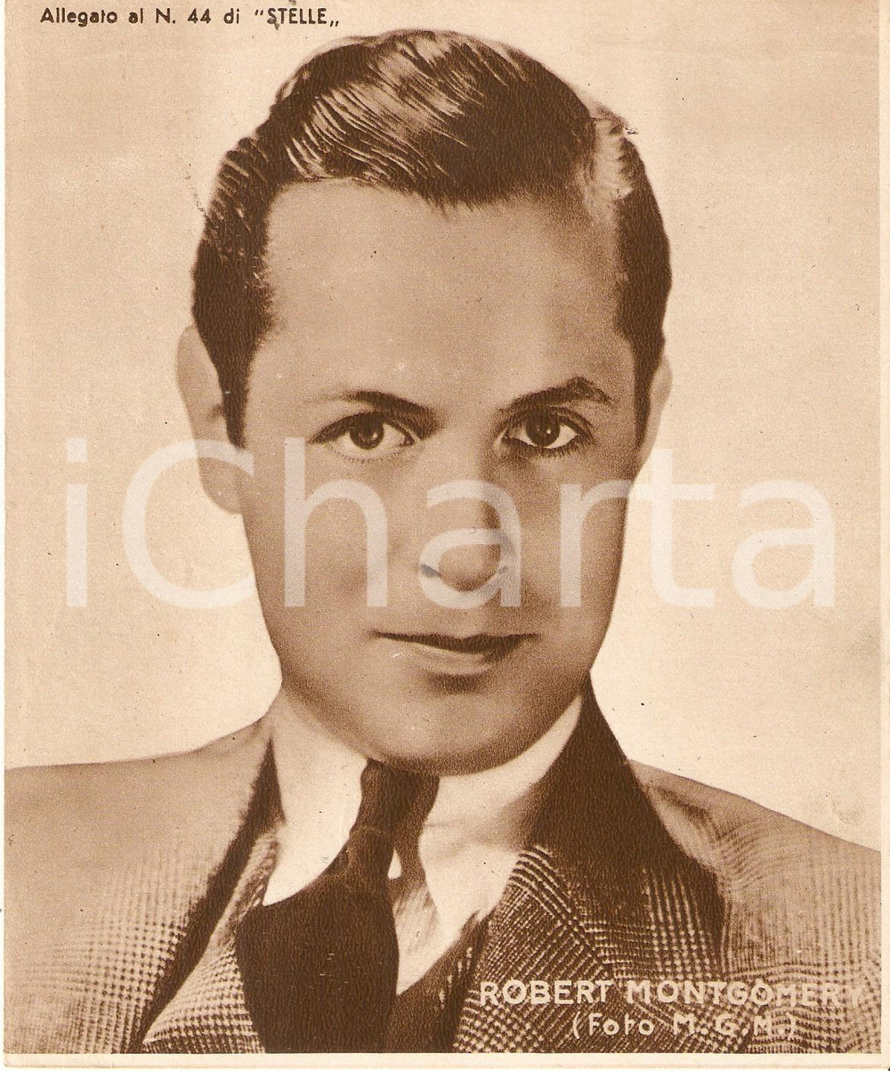 Stampa, bozzetto originale 1940 ca CINEMA Ritratto Robert MONTGOMERY Allegato al n. 44 di STELLE 15x18 cm 1