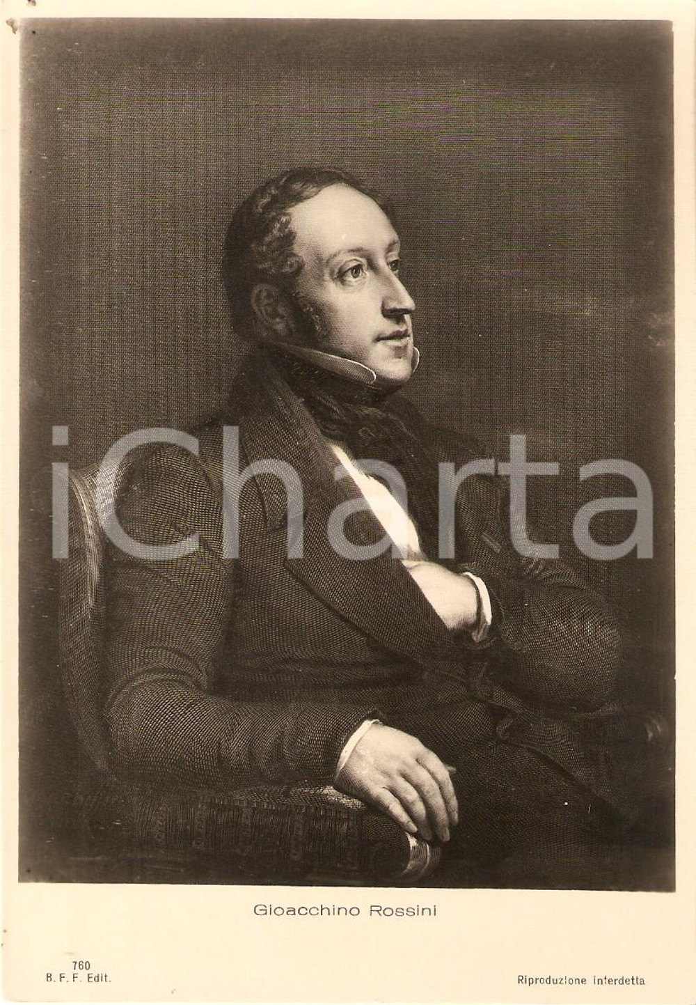 Cartolina originale da collezione 1940 ca MUSICA Ritratto di Gioacchino ROSSINI Compositore Cartolina FG NV 1