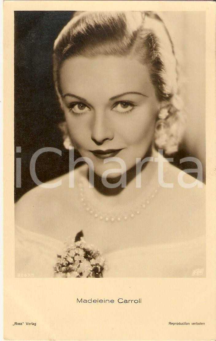 Cartolina originale da collezione 1935 ca CINEMA Madeleine CARROLL Ritratto con filo di perle Cartolina FP NV 1
