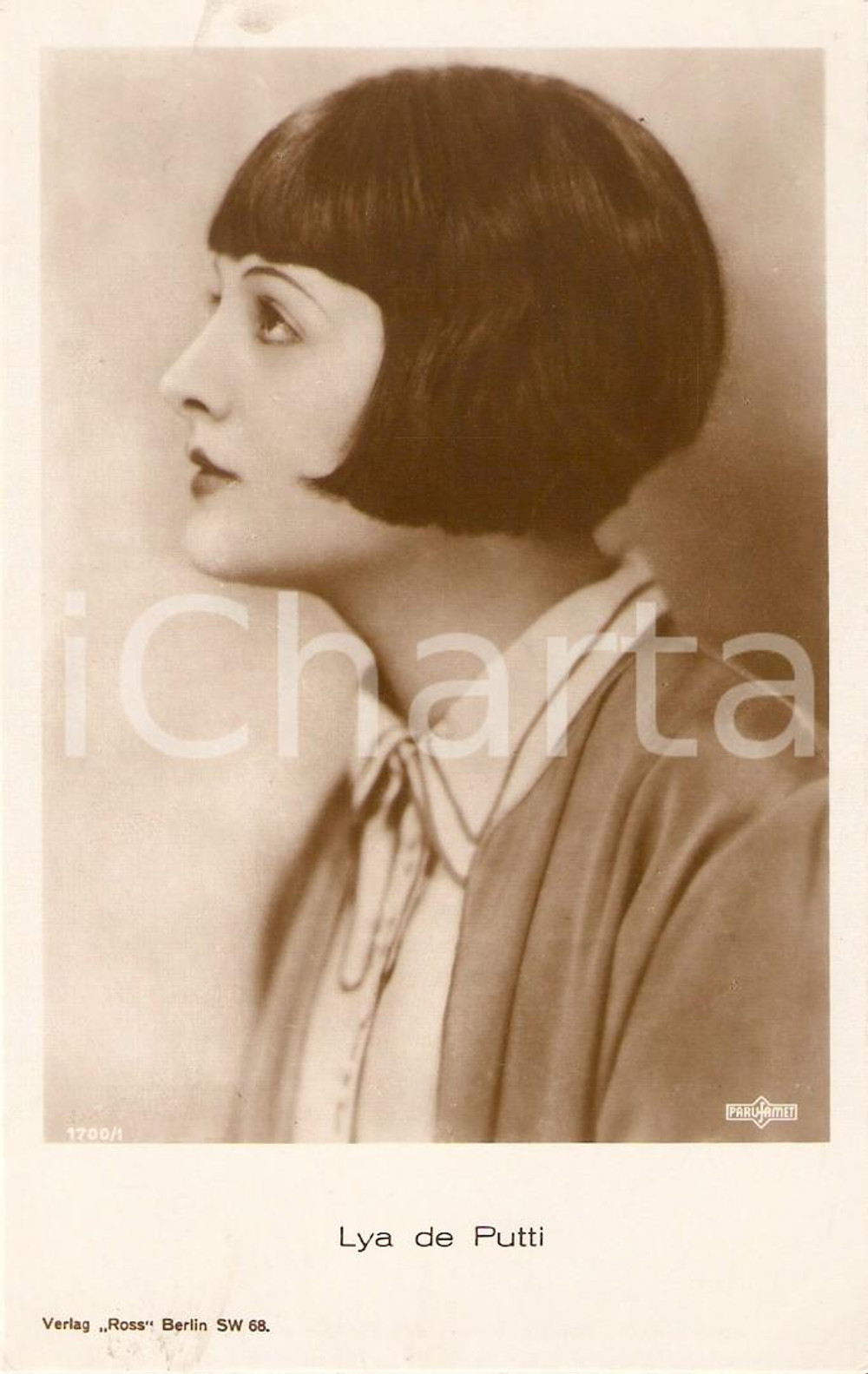 Cartolina originale da collezione 1925 ca CINEMA Attrice Lya DE PUTTI Ritratto di profilo Cartolina FP NV 1