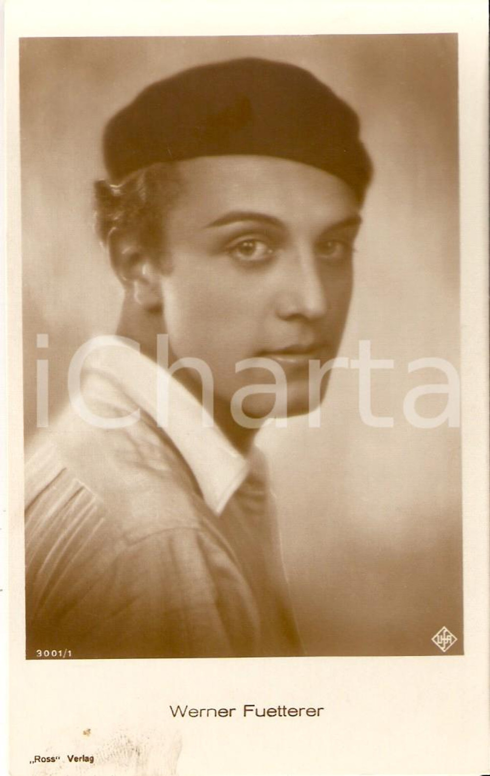 Cartolina originale da collezione 1925 ca CINEMA Attore Werner FUETTERER Ritratto con basco Cartolina FP NV 1